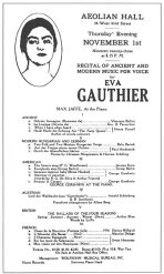Eva Gauthier playbill, 1923